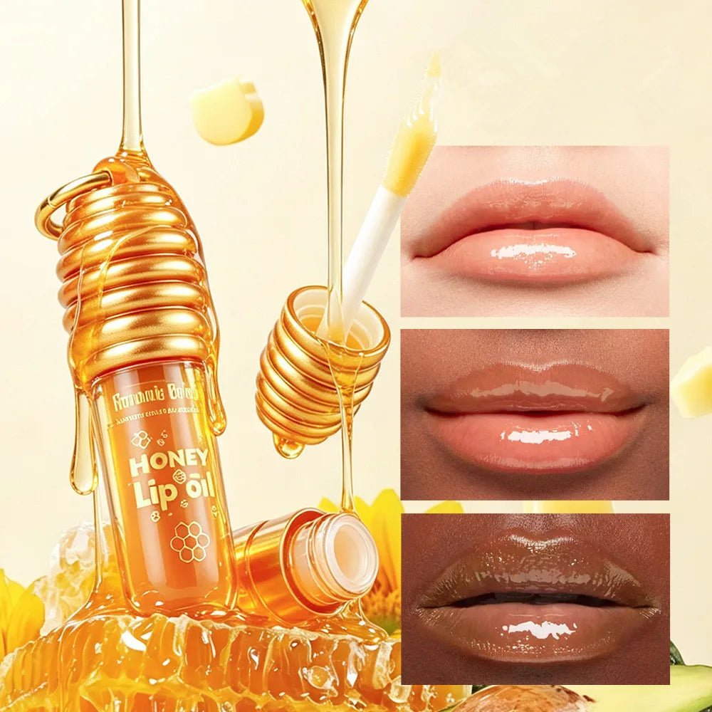 Honey Lip Oil Essence Moisturizing Lip Gloss with Keychain