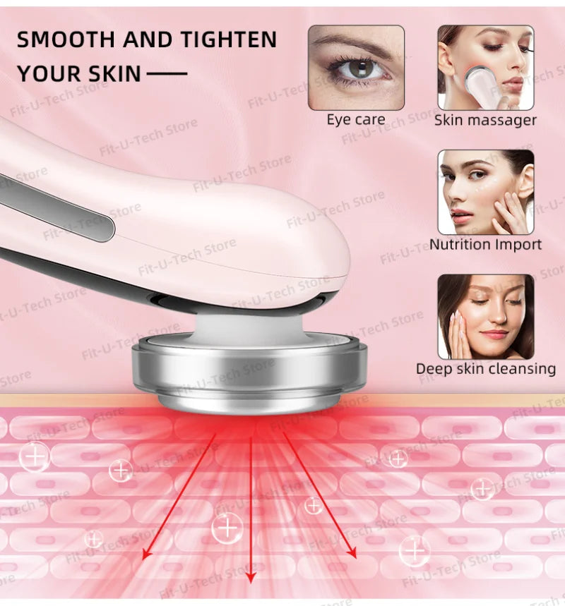 EMS Facial Massager LED Light therapy Sonic Ion Vibration Skin Tightening Face Lifting Anti Wrinkle Beauty Device Skin Care Tool
