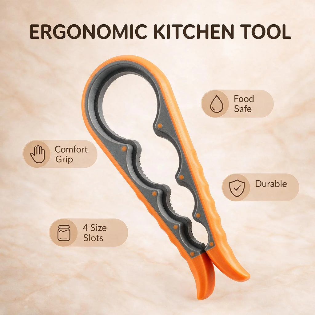 1 Pack Multifunctional Jar And Bottle Opener Non Slip Labor Saving Easy To Open Stubborn Lids Portable Durable Easy To Clean For Daily Kitchen Cooking Household Users Cooking Enthusiasts Manual Lid Remover Simple Twist Cap Ga