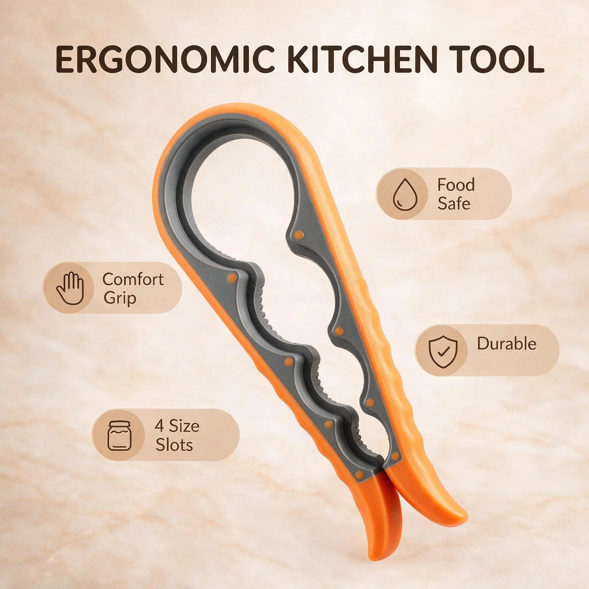 1 Pack Multifunctional Jar And Bottle Opener Non Slip Labor Saving Easy To Open Stubborn Lids Portable Durable Easy To Clean For Daily Kitchen Cooking Household Users Cooking Enthusiasts Manual Lid Remover Simple Twist Cap Ga