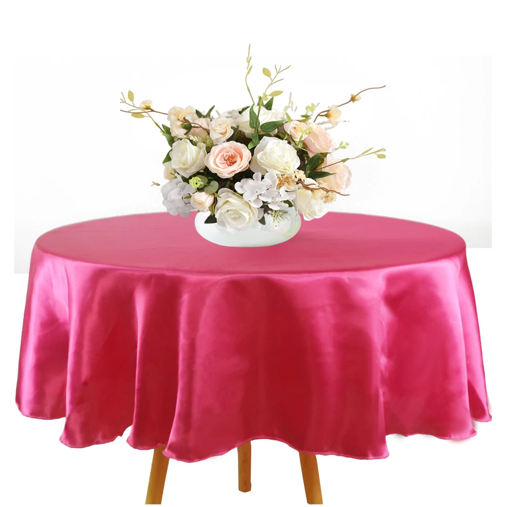 Round 108" Satin Tablecloth For Wedding Christmas Baby Shower Birthday Party Decoration Restaurant Coffee/Dining Table Cover