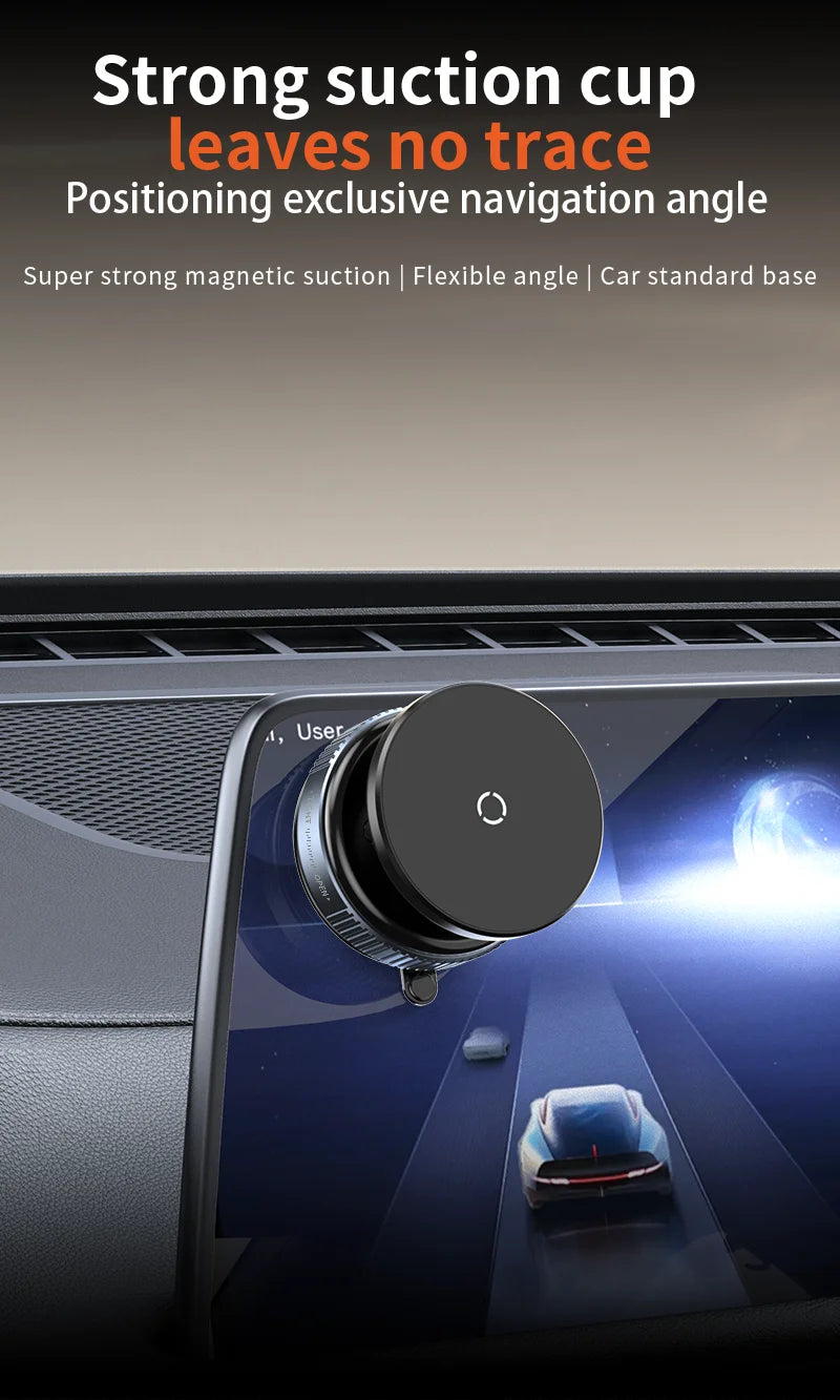 Universal Car Phone Holder Vacuum Suction Cup Strong Magnetic Adsorption 360°Phone Bracket For Gym Kitchen Car Navigation Stand