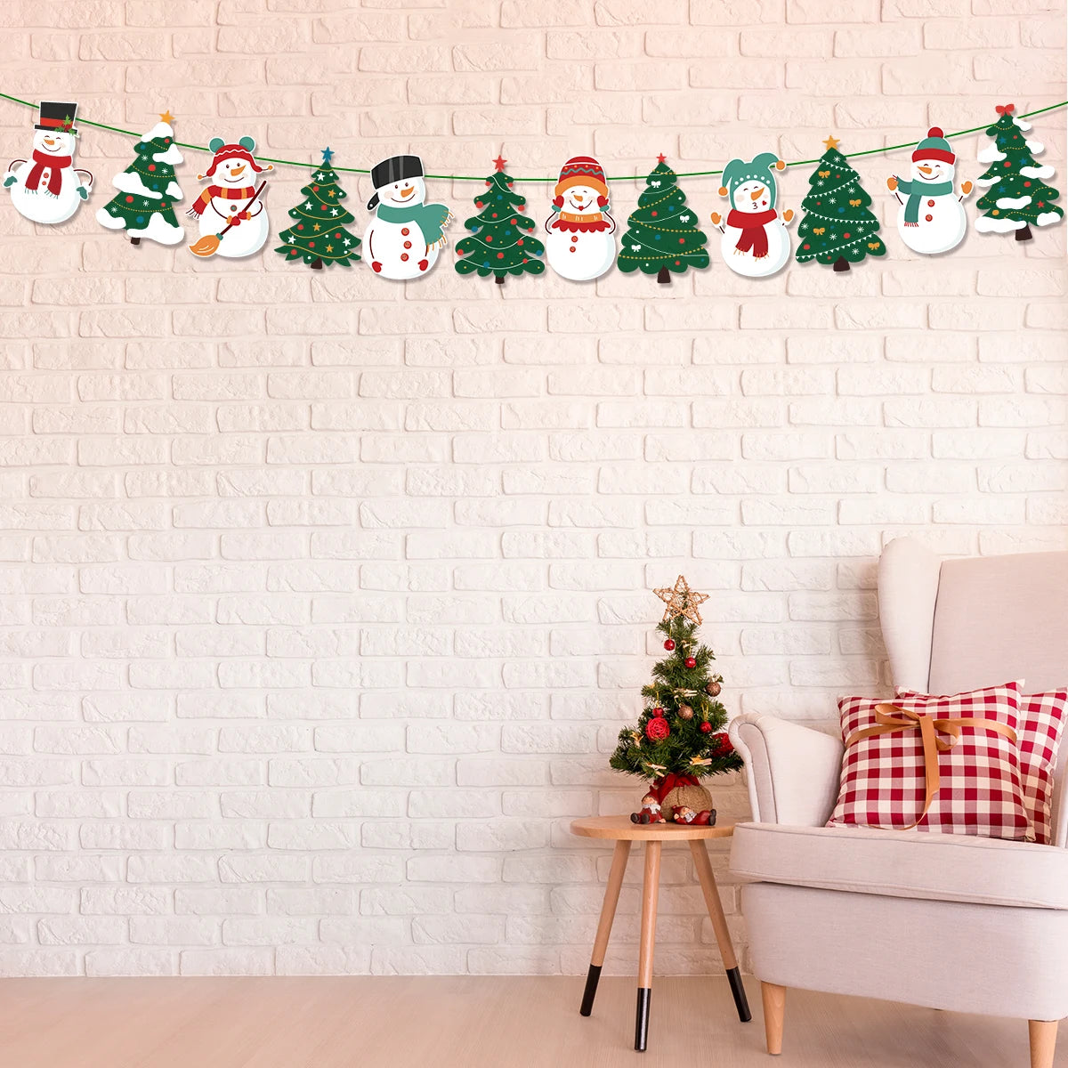 1Pcs Merry Christmas Hanging Garland Banner Paper Santa Snowman Christmas Stocking Christmas New Year Home Party Decoration