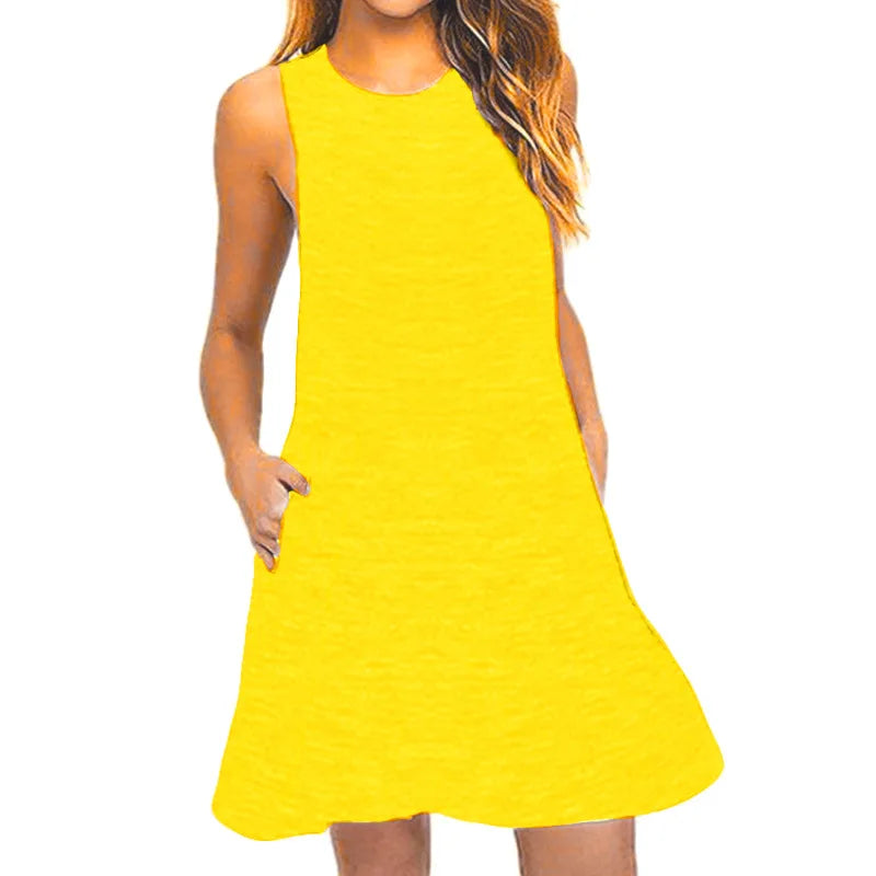 Women's Summer Casual Swing T-Shirt Dresses Beach Cover Up with