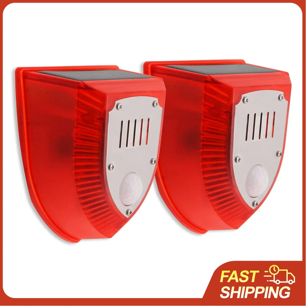 Solar Motion Sensor Alarm 129dB Siren 125° Detection 5-8m Range Weatherproof for Home Shed Garage Security Outdoor Protection