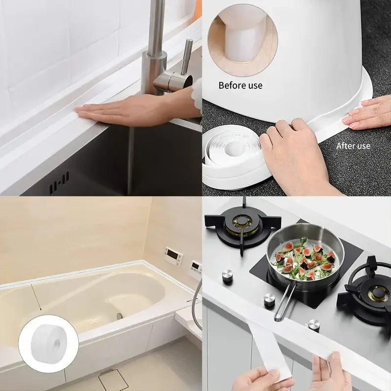 PVC Sealing Strip Tape Bathroom Bath Toilet Caulk Tape Self Adhesive Waterproof Mildew Proof Tapes For Kitchen Sink Wall Corner