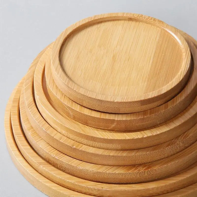 17 Style Bamboo Tray Wood Saucer Flower Pot Tray Cup Pad Coaster Plate Kitchen Decorative Plate Creative Coaster bandeja 화분받침대