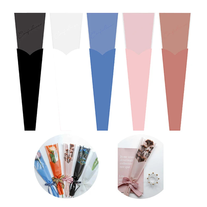 Tulip Single Rose Sleeve Bag, Flower Bag, Bouquet Packaging Bags, Flower Shop, New, 50Pcs