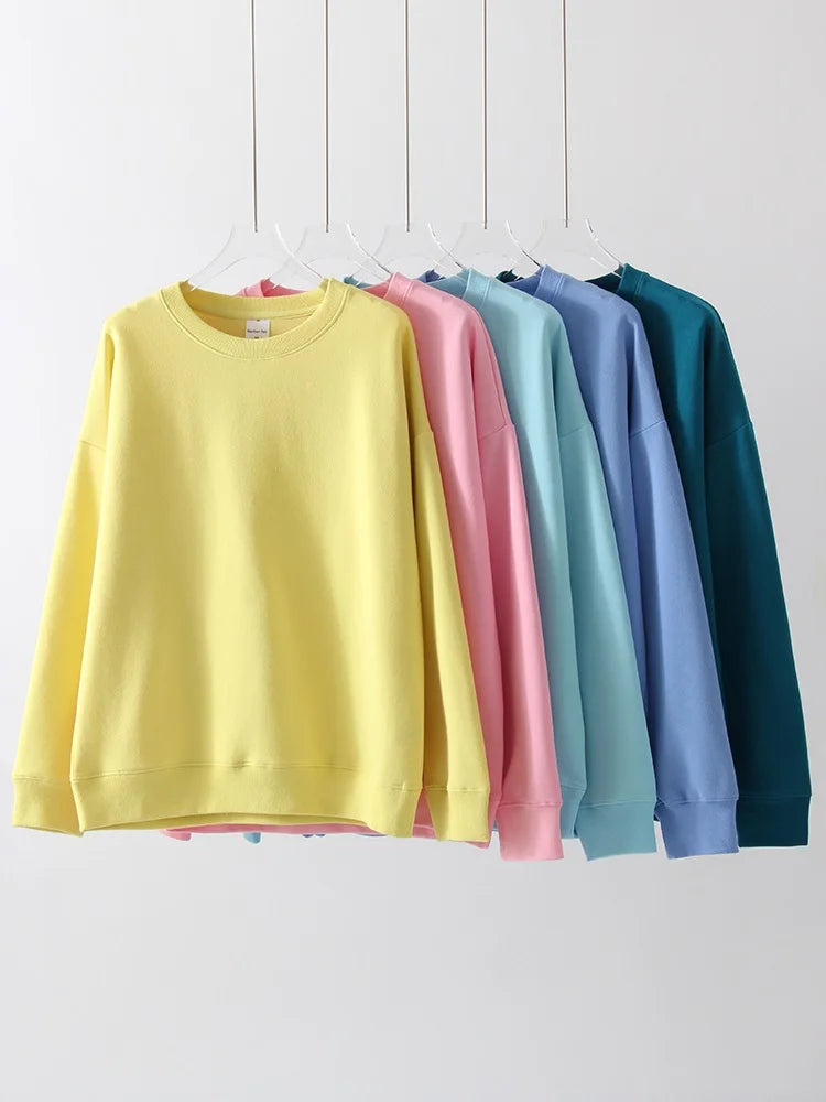 Autumn Oversized Sweatshirts Women Cotton Loose Pullovers Red O Neck Warm Sweatshirt For Women Oversize Winter Clothes Fleece