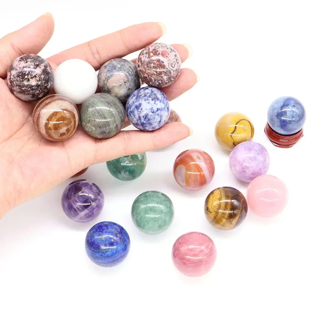 30MM Crystal Ball Natural Reiki Healing Quartz Stone Globe Energy Gemstone Fengshui Sphere Wicca Chakra Massage Home Decor Gifts