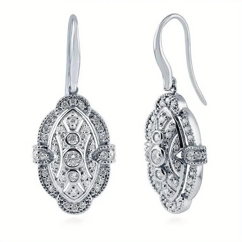 Women's Fashion Art Deco Cubic Zirconia Jewelry CZ Necklace Earrings Ring Bridal Engagement Wedding Jewelry Set Gift