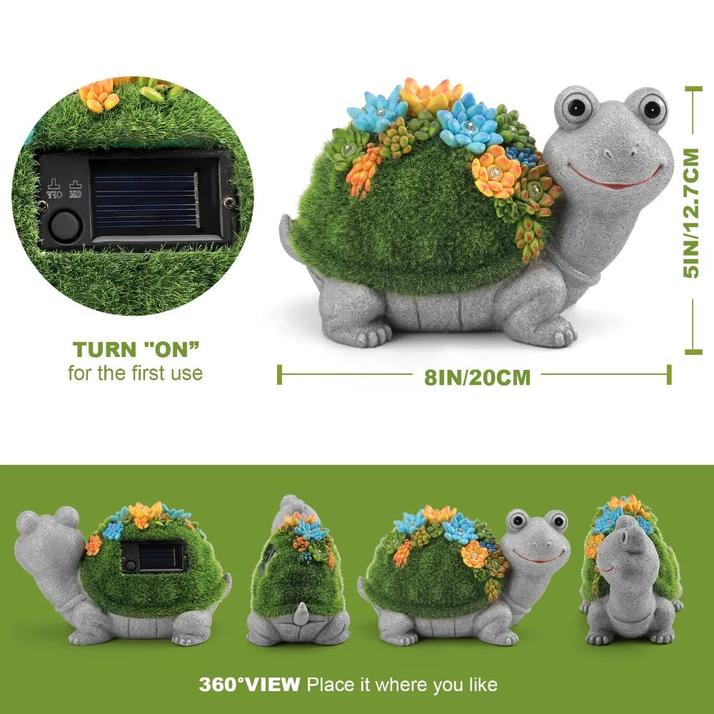 Solar Garden Turtle/elephant/dragon Can Statue Light Garden Statue