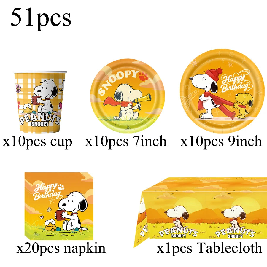 Snoopy Themed Birthday Party Supplies Set - Paper Cups