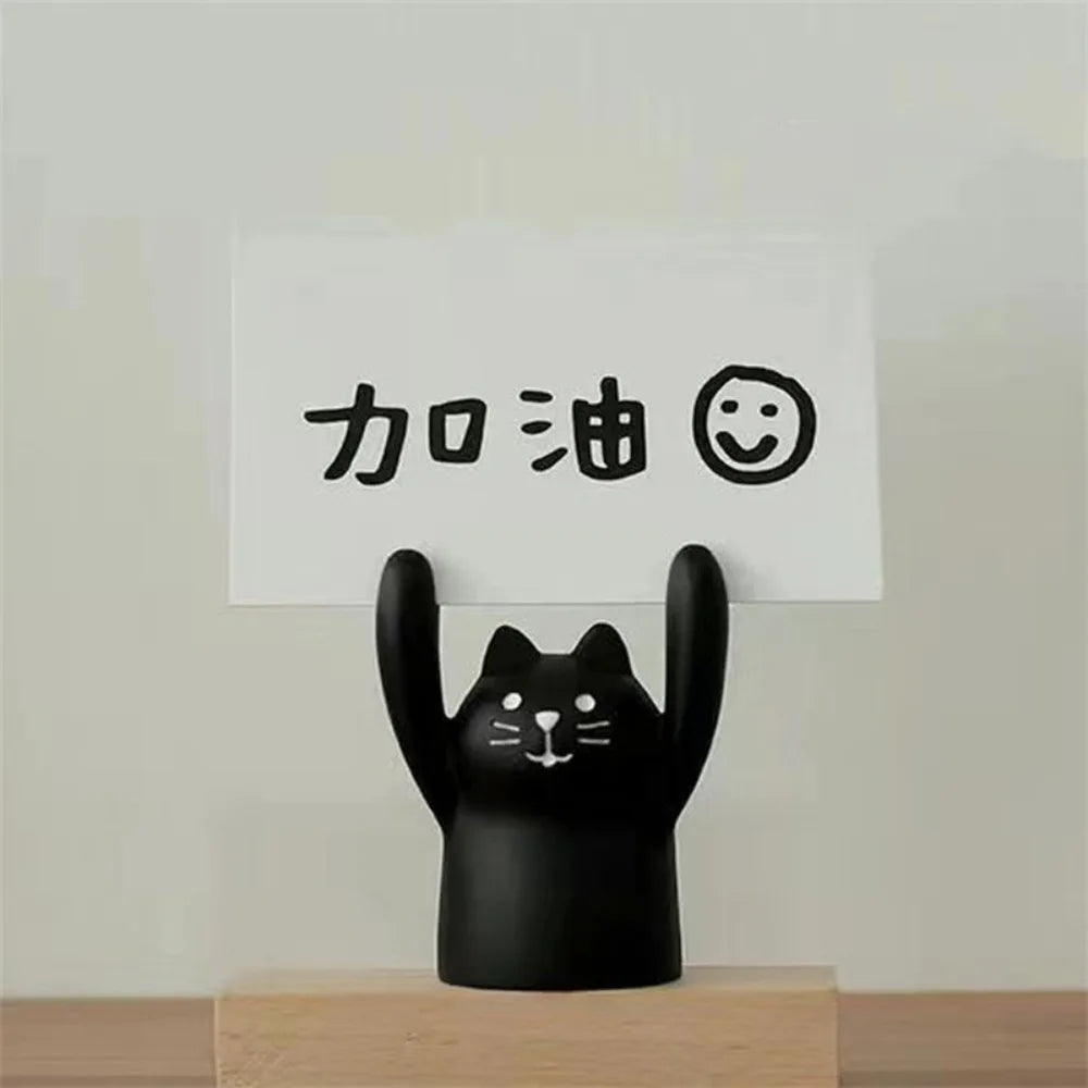 Decorations Creative Cartoon Card Holder Cute Resin Cartoon Style Korean Stationery Office Desk Organizer Mini Display Stand