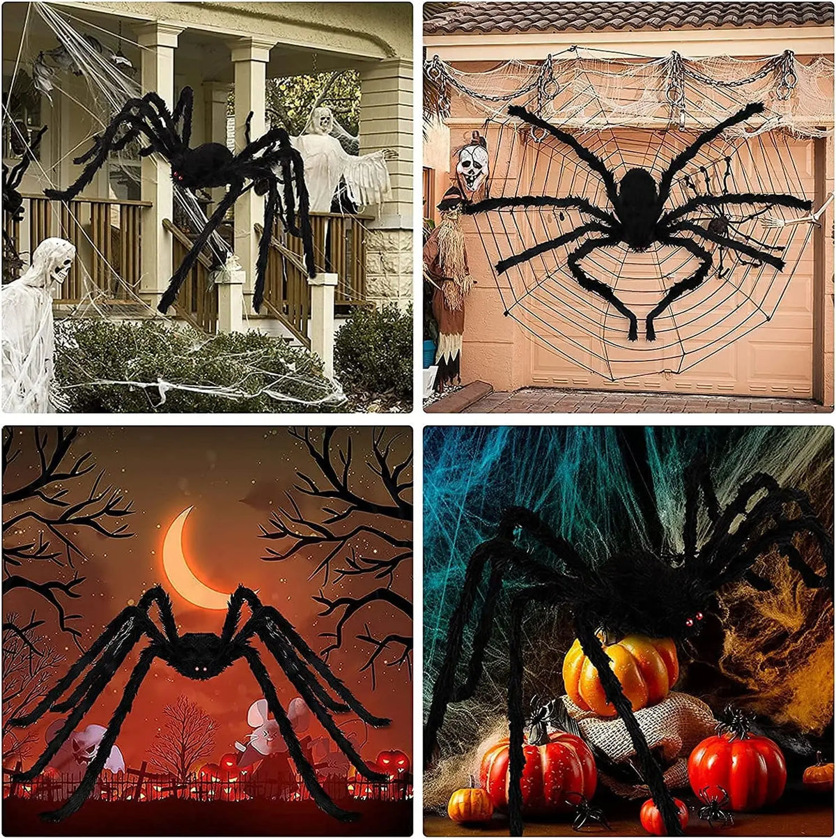 Giant Black Plush Spider Halloween Decoration