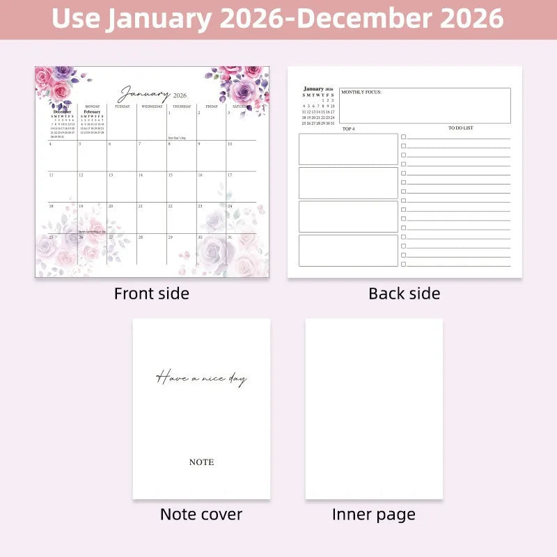 2026 Calendar Planner Multifunctional Health Tracker Daily Schedule Motivational All-Purpose Office Home Student Desk Organizer
