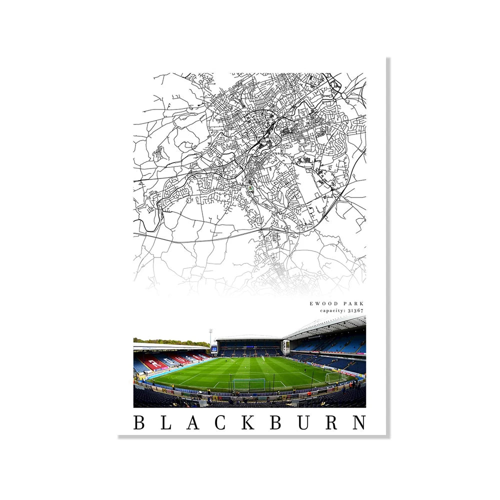 Football Poster Clubs Map Liverpool Manchester Football Stadium Poster Wall Art Canvas Painting for Living Room Home Decor