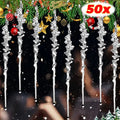 20/50PCS Clear Acrylic Icicle Ornaments Threaded Pendants for Christmas Tree Decorations Crystal Hanging Icicles Drop Xmas Wedding Decoration Supplies