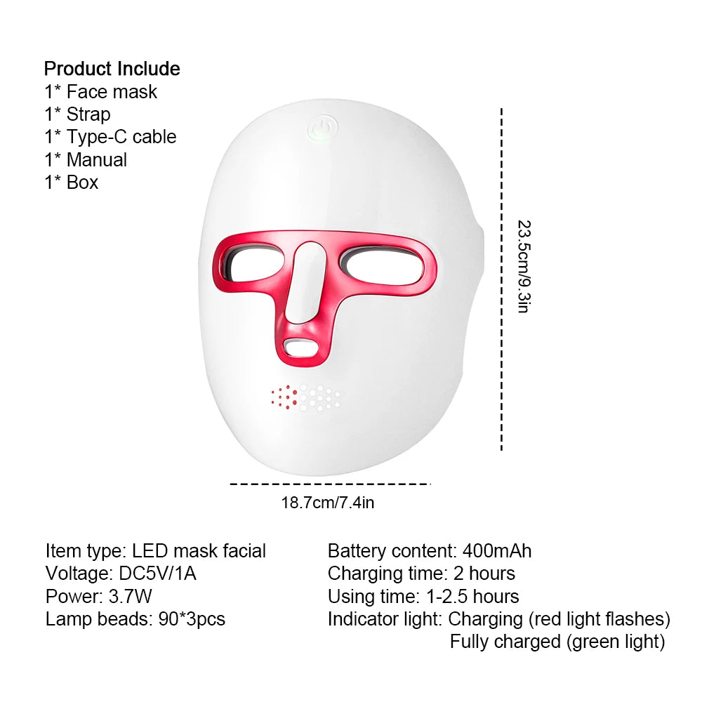 Forevrelily LED Face Mask Wireless 7 Color LED Facial Mask  Photon Skin Repair Anti Aging Rejuvenation LED Beauty Devices