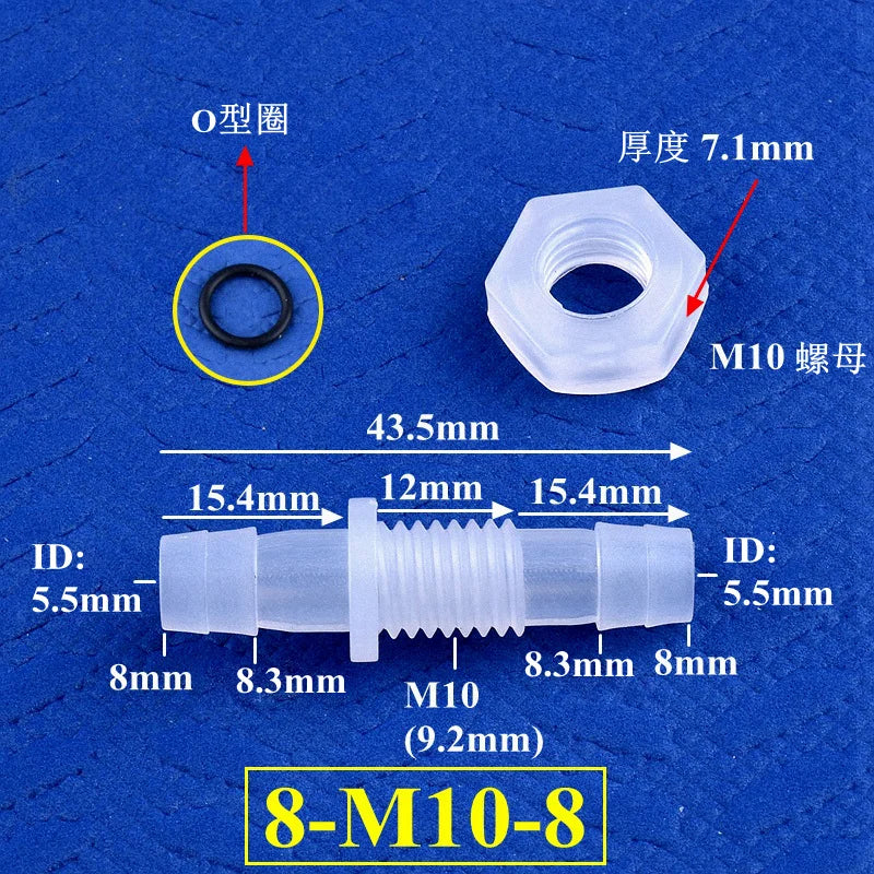 5~200Pcs M6~M10 To 3~8mm PP Pagoda Direct Connectors Hex Nut O-Ring Aquarium Tank Air Pump Adapter Garden Irrigation Hose Joint
