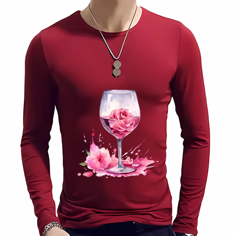 Interesting watercolor wine Glass flower Heat Transfer On Children's clothing dtf transfers ready to press iron on heat transfer