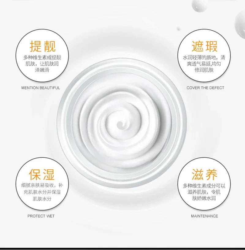 Quick Whitening Face Cream Long Lasting Moisturize Oil Control Skin Care Cover Pores Acne Nude MakeUp Base Brighten