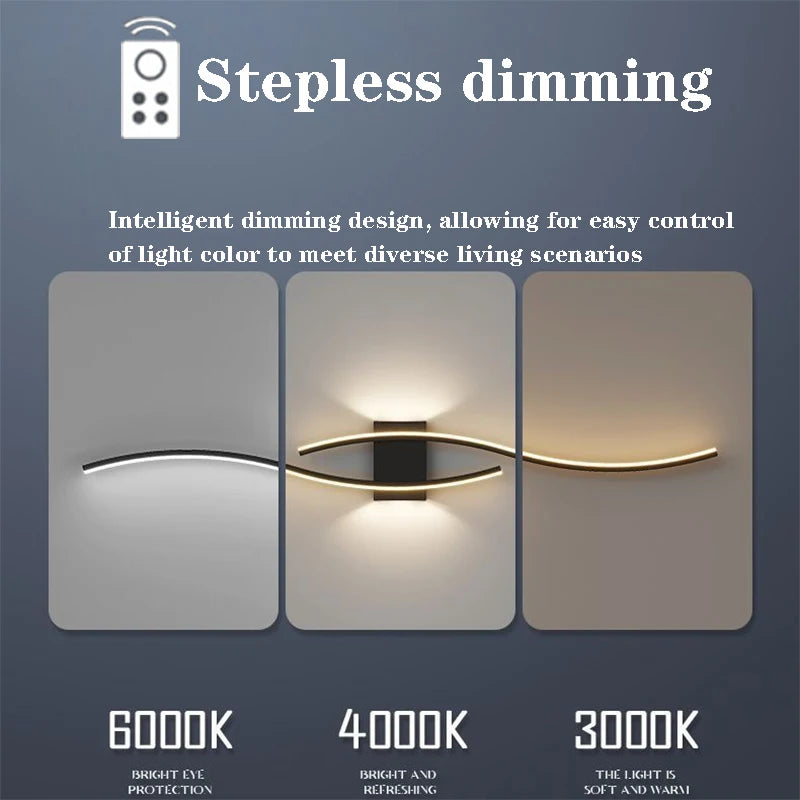 LED Wall Lamp 60/80CM Remote Control Wall Sconce Living Room TV Background Decor Bedroom Kitchen Stair Home Decor Led Lighting