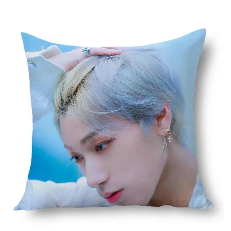 San Ateez Pillow Cover Bedroom Home Office Decorative Pillowcase Square Zipper Pillow Cases Satin Fabric Eco-Friendly WJY