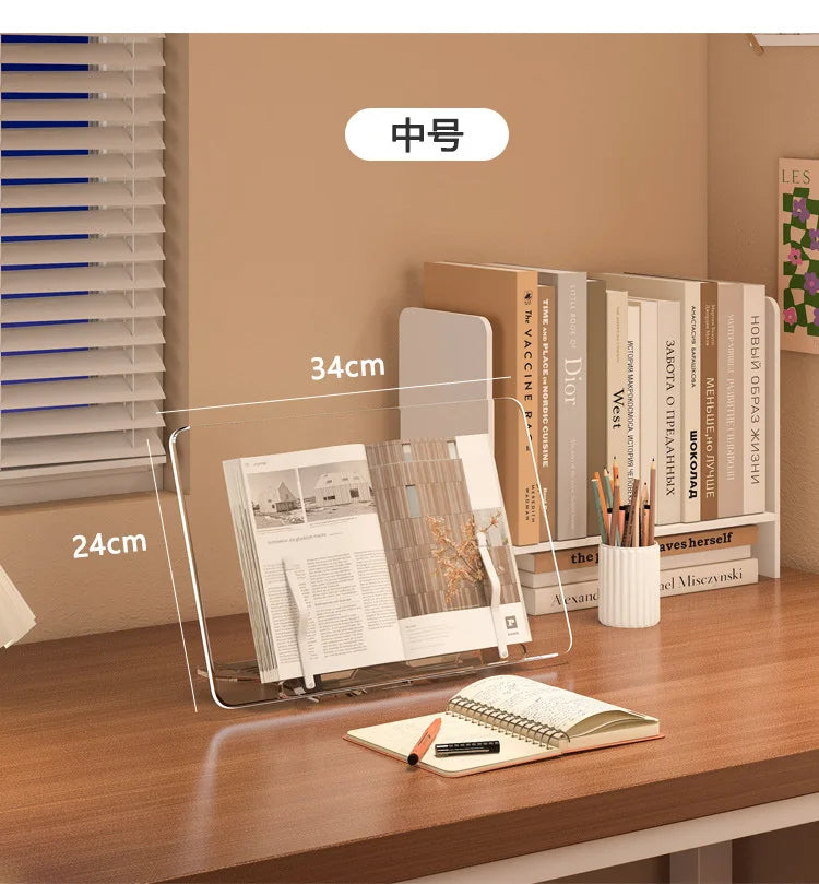 Acrylic Book Stand for Reading Hands Free Adjustable Book Holder to Prevent Neck Strain Foldable Desk Organizer for Study Office