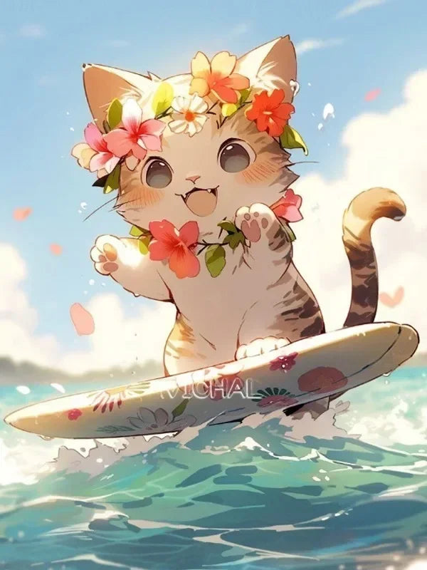 5D Fairy Dust Resin Diamond Painting Cartoon Cat Diamond Embroidery Mosaic Anime Girl Cross Stitch Set DIY Art Home Decor