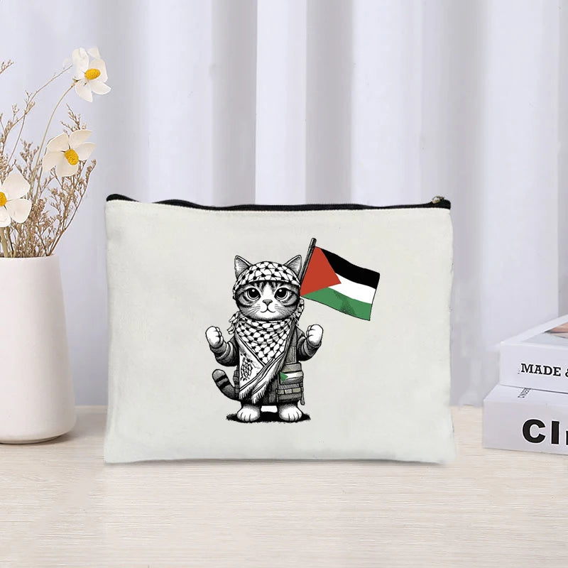 Knife-shaped Printed Canvas Zipper Pouch Lipstick Perfume Skin Care Product  Cosmetic Bag Organizer Sundries Storage Pencil Case
