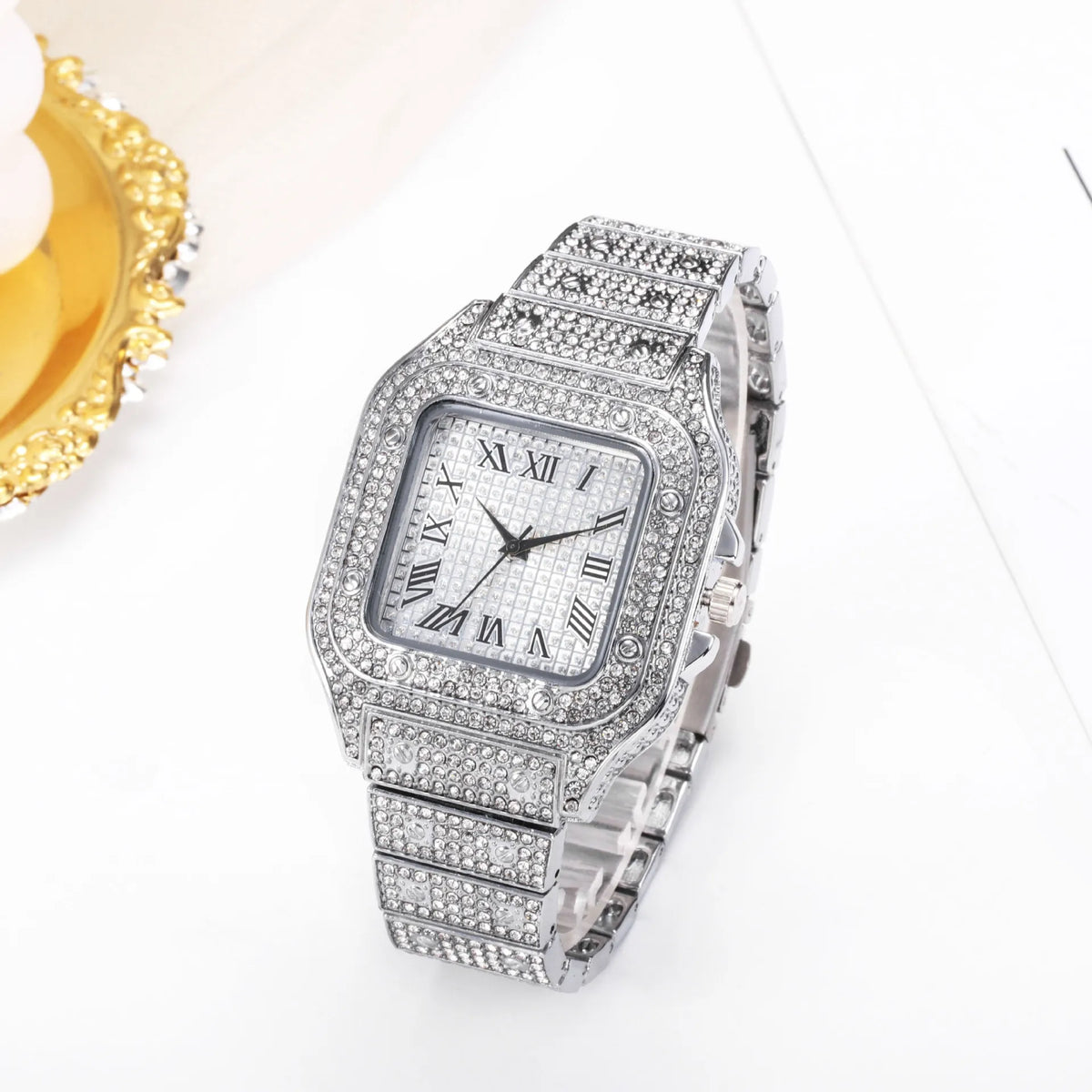 Luxury Fashion Men Women Watch Set Silver Strap Ladies Quartz