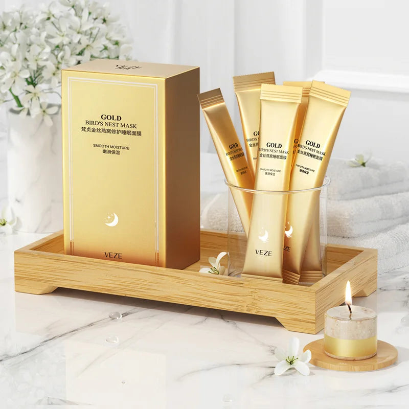 20Pcs Golden Silk Bird'S Nest Sleeping Mask Moisturizing And Hydrating Brightening Complexion Facial Mask Facial Skin Care