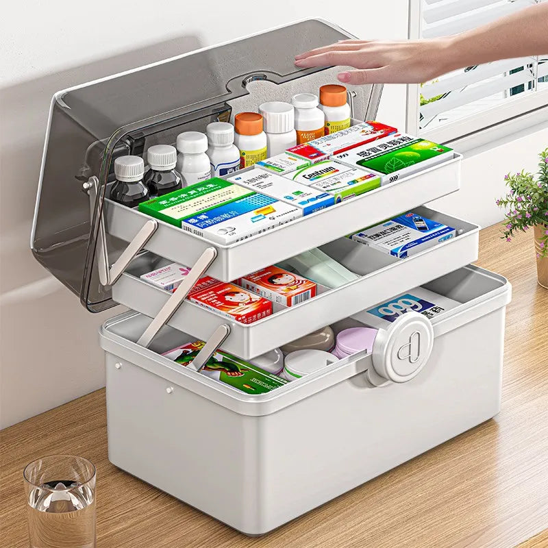 3 Layers Large Capacity Family Medicine Organizer Storage Box