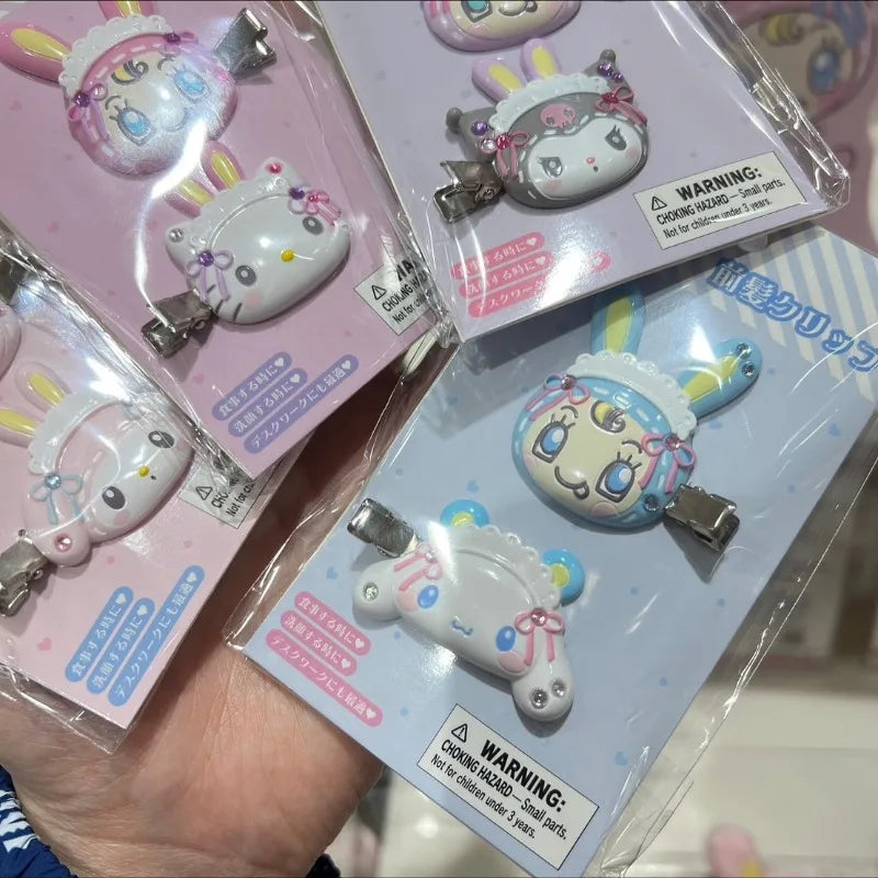 New Sanri Mezzo Piano Bangs Clip Set Cartoon Kuromi Cinnamoroll Hairpin Cute Charmmy Kitty Fashion Bangs Clips for Girls Gifts