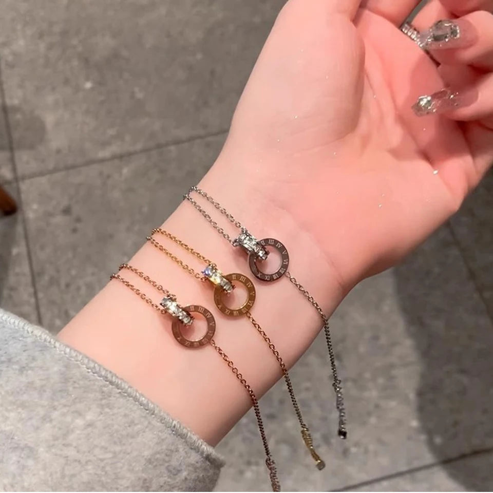 Women's Classic Stainless Steel Roman Numerals Necklace Bracelet Earrings