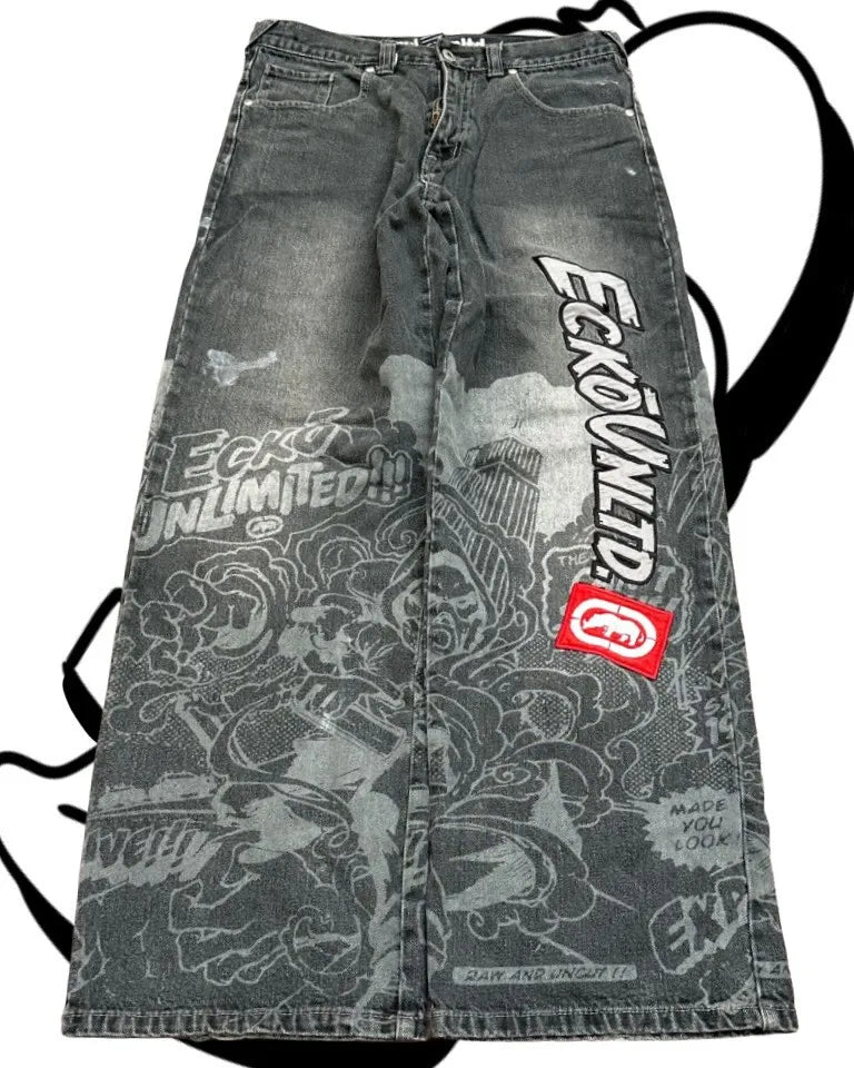 Classic Southpole Printing Letter Jeans Mens American Vintage Hole