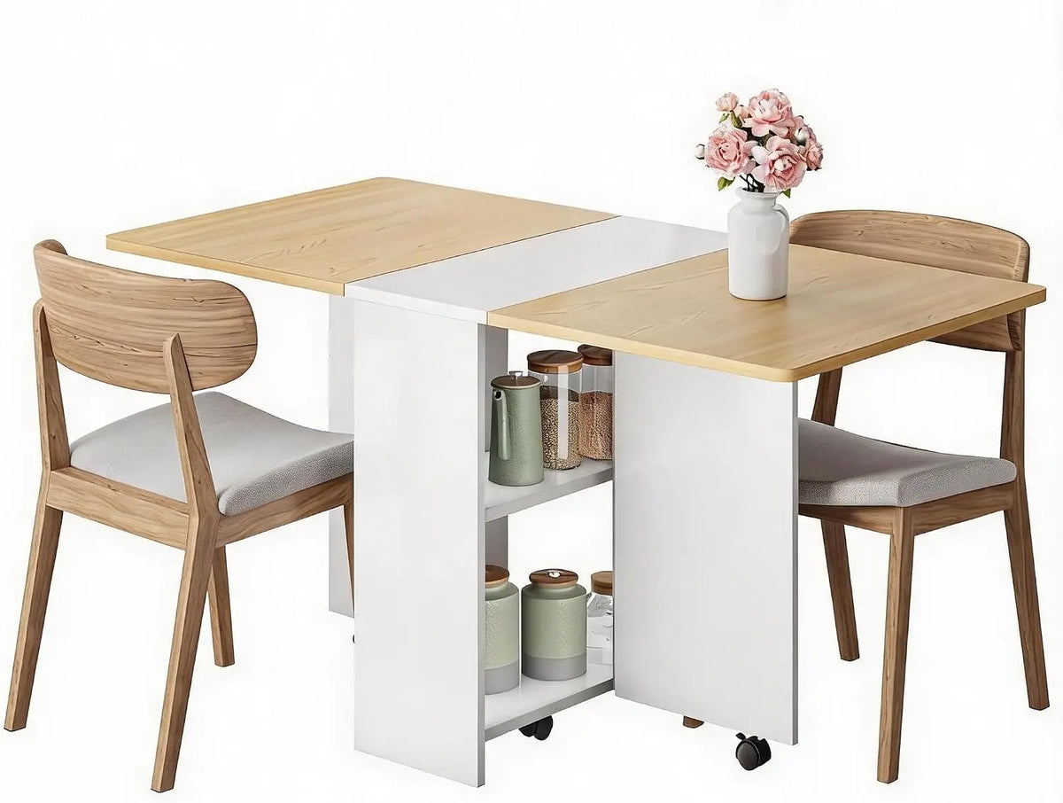 Garvee Modern Dining Tables with Drop Leaf 2 Storage