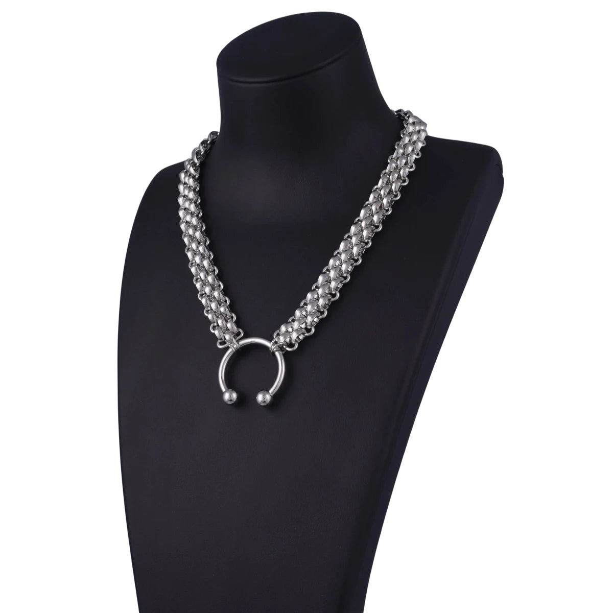 Punk Chain Choker Necklace, Horseshoe Style