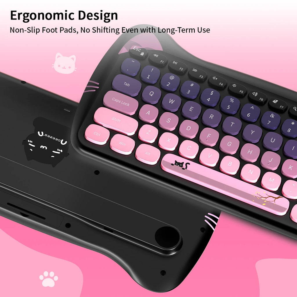 GEEZER Cat Ear Wireless Keyboard Mouse Set