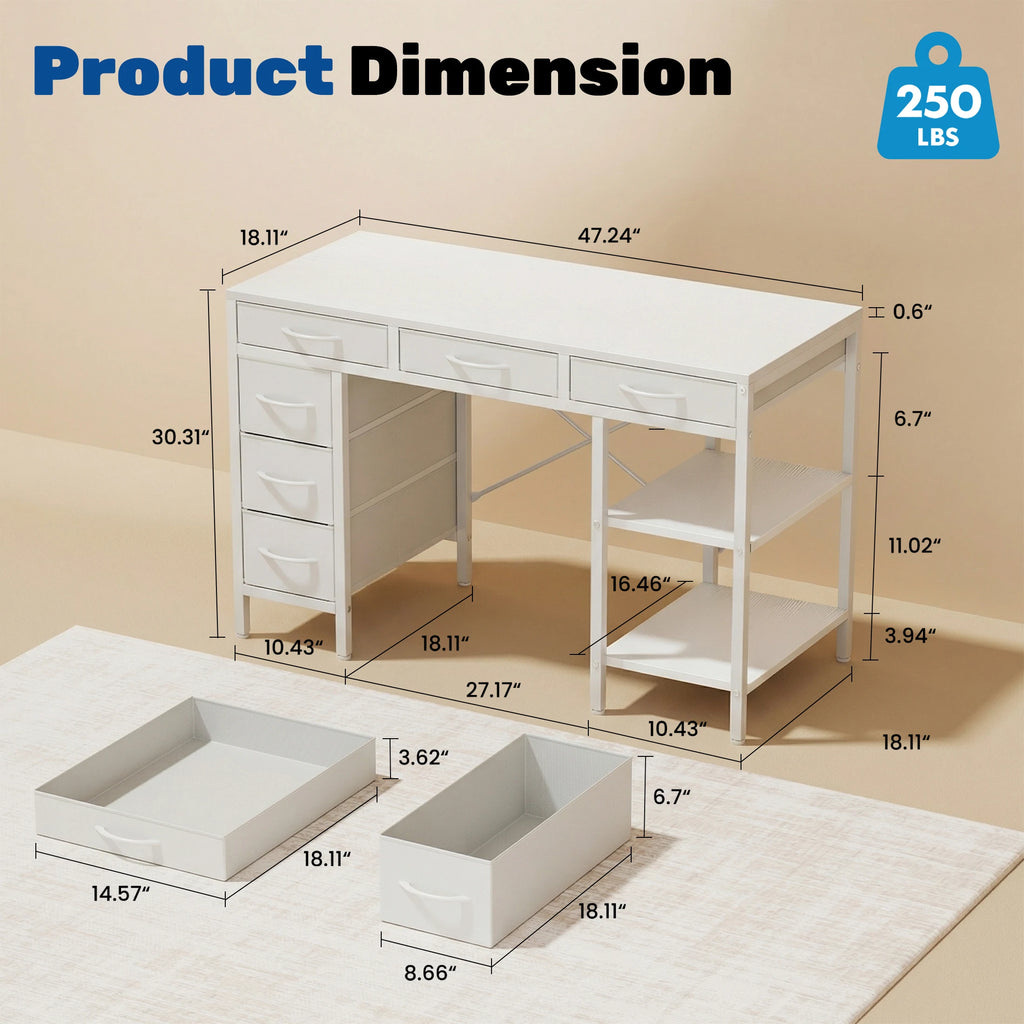 MCQ 47 Inch Office Computer Desk With 6 Fabric