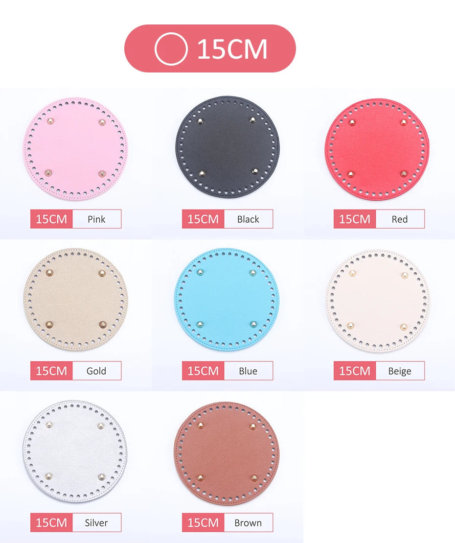 QJH 1 Pcs PU Leather Oval/Round Long Knitting Crochet Bags Bottom for Thick Yarn DIY Weaving Supplies Home Decor Purse Making