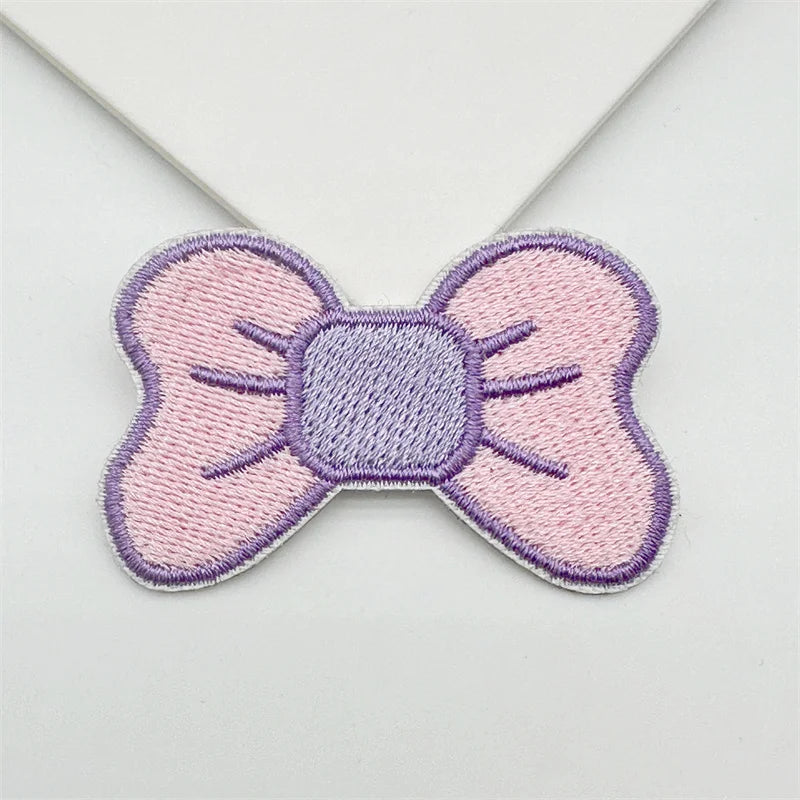Cartoon Embroidery Sticker Decorative Ironing Sticker Sewing DIY Pink Bowknot Clothing Shoes Hat Bag Patch