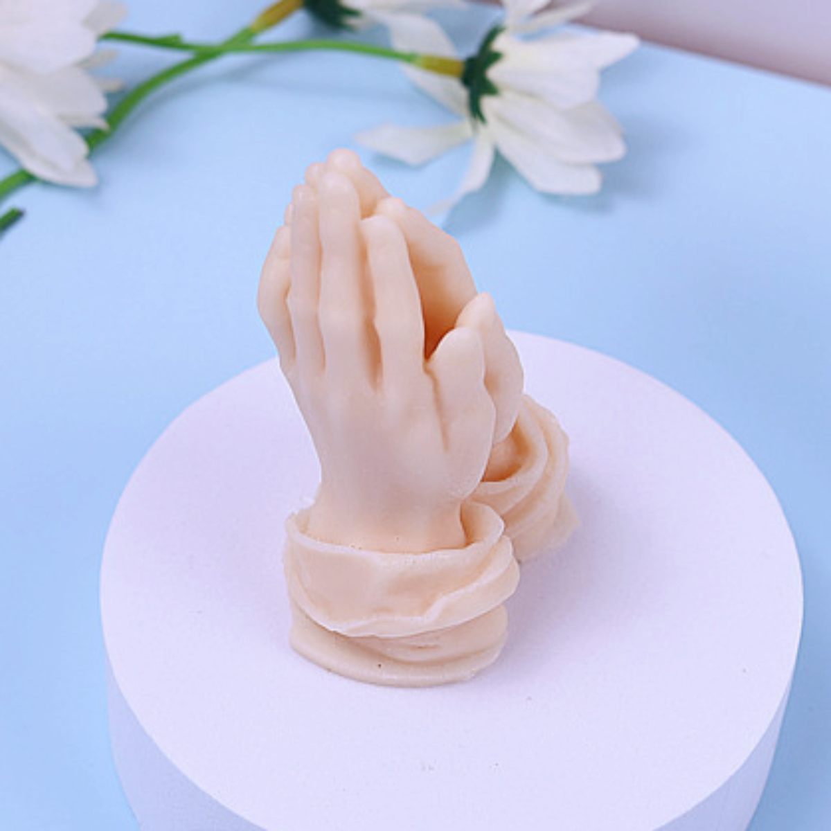 Folded Prayer Gesture Silicone Candle Mold Buddha Beads Hand Plaster Soap Resin Mould DIY Chocolate Cake Making Home Decor Gift