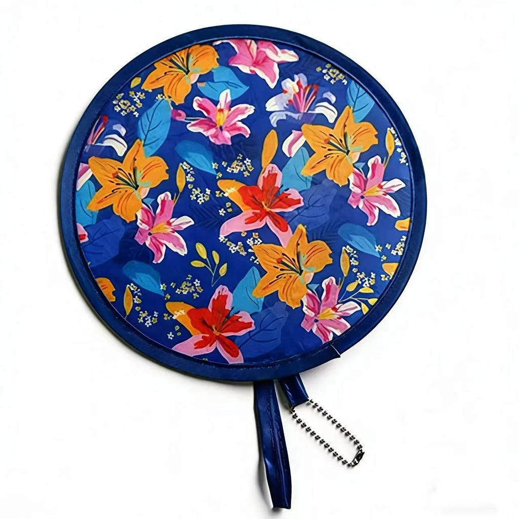 1pc Summer handheld folding fan, suitable for both men and women, round foldable hand fan, suitable for summer travel, outdoor s