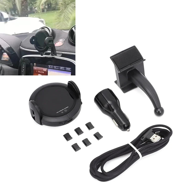 10W Car Fast Wireless Charger Phone Navigation Holder for Smart 453 fortwo forfour Infrared Sensor Automatic Quick Charge