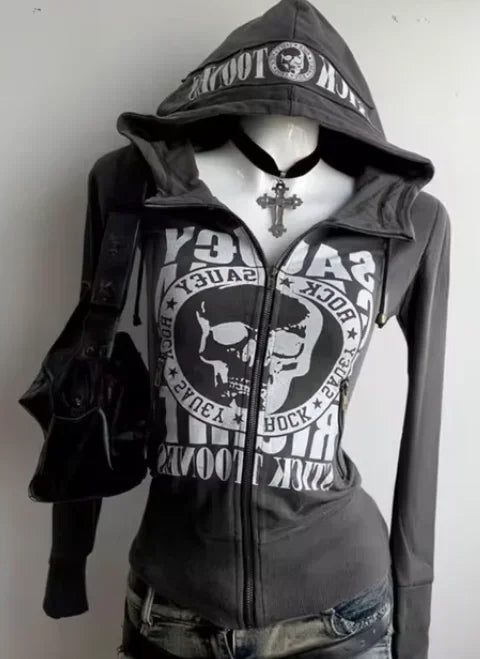 American retro casual hooded sweatshirt jacket for women leopard print stitching design slim hot girl sexy autumn jacket top