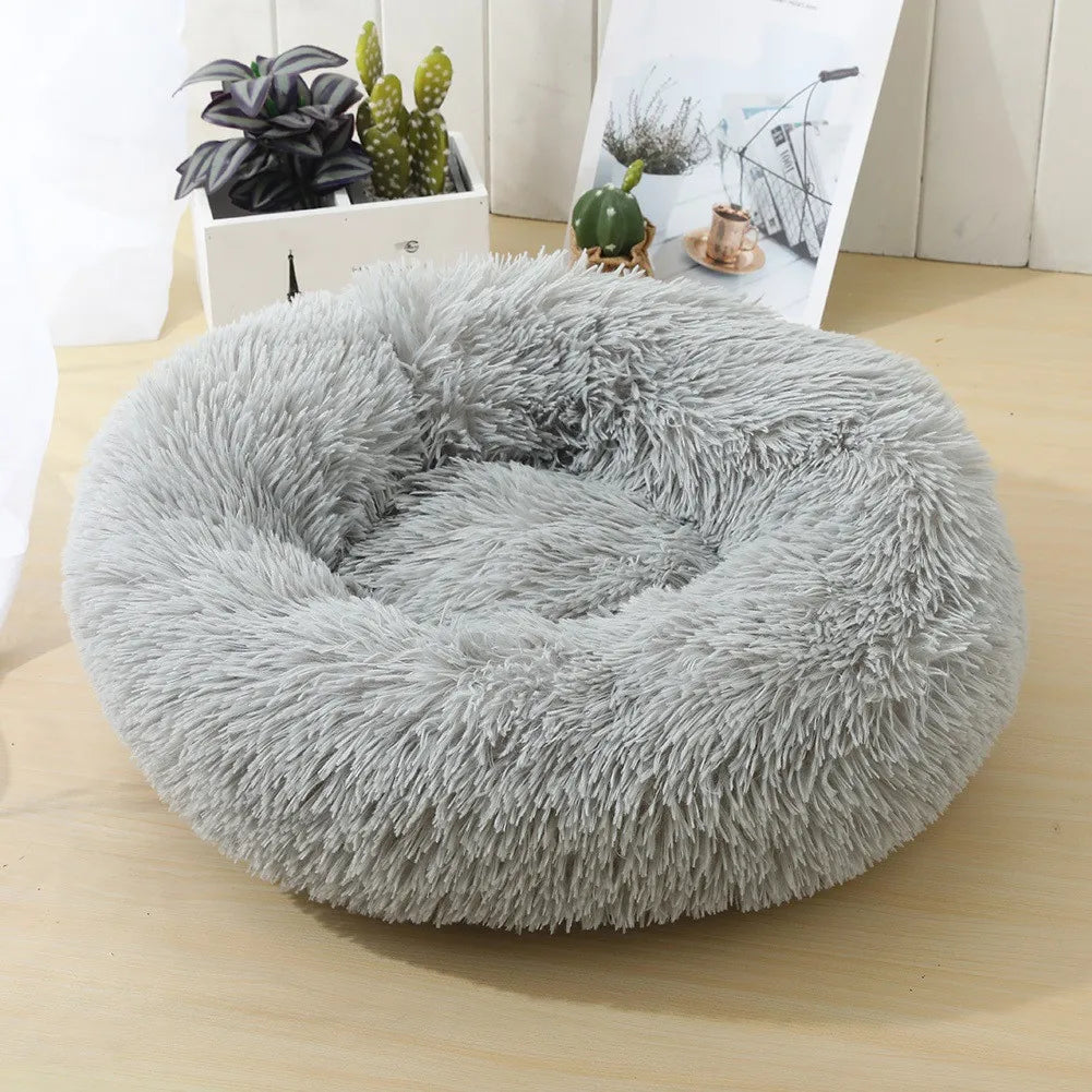 40cm-100cm Round Pet Bed for Large Dog Bed Super Soft Cat Bed Long Plush Dog House for Medium Dog House Winter Warm Sleeping