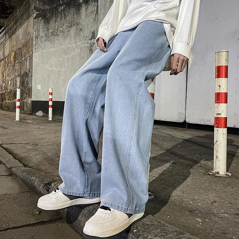 Men's Korean-Style Loose Wide-Leg Jeans