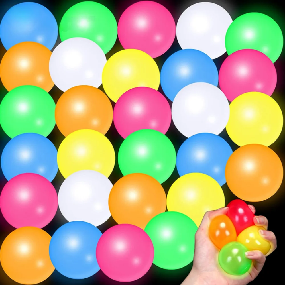 6/12/18 Pcs 4.5cm Fun Luminous Pinch Sticky Balls for